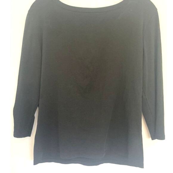 Lafayette 148 Black Top Large Stretch Long Sleeve Lagenlook Minimalist Tiny Flaw - Picture 2 of 4